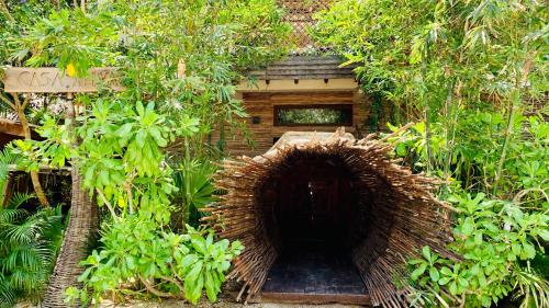 a tunnel in the middle of a forest of trees at Orchid House Tulum in Tulum
