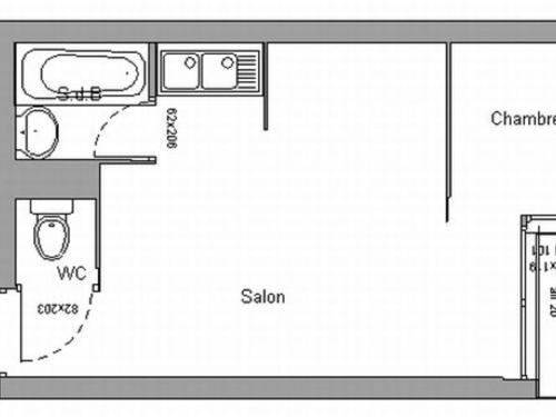 Studio Chamrousse, 1 pièce, 4 personnes - FR-1-340-23の見取り図または間取り図