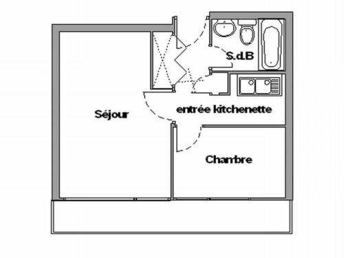 Планировка Appartement Chamrousse, 2 pièces, 4 personnes - FR-1-340-39