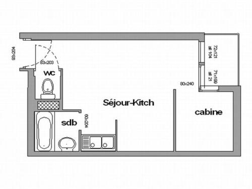 The floor plan of Studio Chamrousse, 1 pièce, 4 personnes - FR-1-340-106