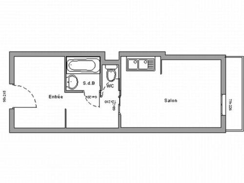 Studio Chamrousse, 1 pièce, 5 personnes - FR-1-340-65の見取り図または間取り図