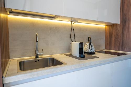 a kitchen counter with a sink and a toaster on it at Vista47 Zoned II Kopaonik in Kopaonik