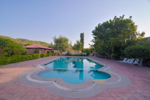 a swimming pool in the middle of a yard at Gold Nest Rubystone Heritage in Udaipur