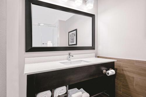 a bathroom with a sink and a mirror at La Quinta by Wyndham McAllen Convention Center in McAllen