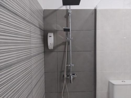 a shower in a bathroom with a toilet at Apartamento Ajuy in Ajuy