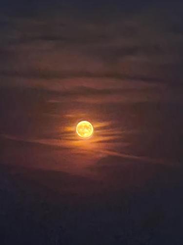 a yellow moon in a cloudy sky at night at Casa Mafalda in Chioggia