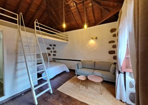 a room with a ladder and a couch and a bed at RK La Casona de Tejeda in Tejeda
