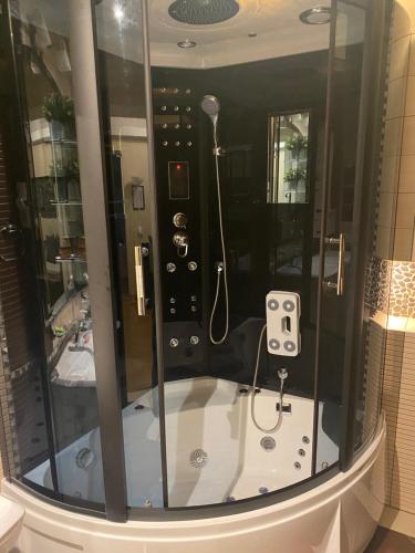 bagno con doccia e servizi igienici di Niine apartment 11 a Haapsalu
