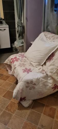a bed sitting on the floor in a room at Auberge de l'Europe in Saint-Quentin-Fallavier