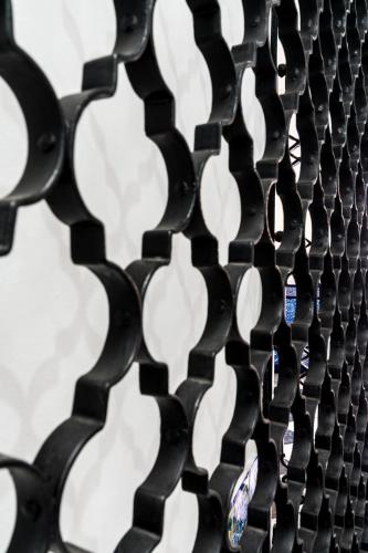 a close up of a black and white object at Cool Sevilla Hotel in Seville