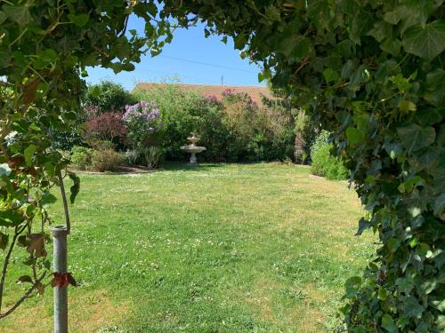 a view of a garden through a hedge at Domaine d'Auxonnettes Chambres d'Hôtes et Gîtes in Saint-Fargeau-Ponthierry