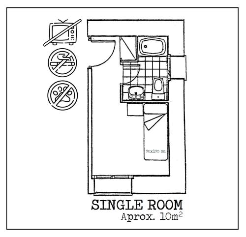 a floor plan of a single room apartment at Hostal Can Maret in Vilademuls