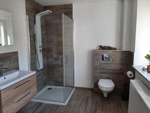 Koupelna v ubytování Ferienhaus am Mühlengraben