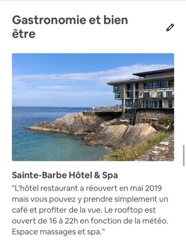 a post with a picture of a house and the ocean at TinyHouse LE CONQUET in Le Conquet