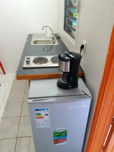 Kuchyň nebo kuchyňský kout v ubytování Bungalow charmant à Petit-Bourg avec jardin privatif
