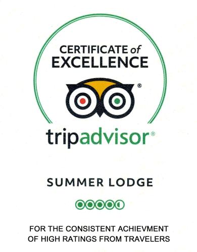 Certifikát, hodnocení, plakát nebo jiný dokument vystavený v ubytování Summer Lodge