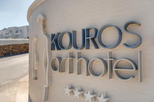 a sign that reads korea control on the side of a building at Kouros Art Hotel - Designed for Adults in Stelida