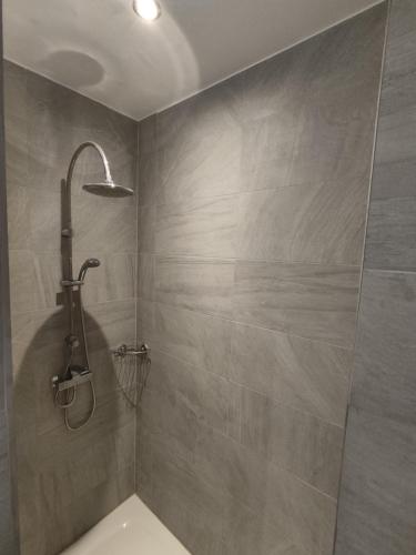 a shower with a shower head in a bathroom at Studio Citadelle & proche centre historique in Liège