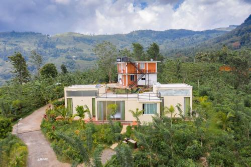 an aerial view of a house in the mountains at Nelinsa Resort and Spa in Matale