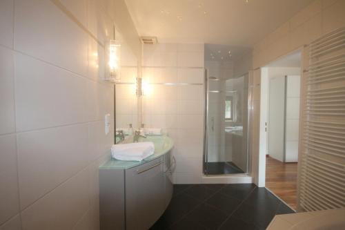 La salle de bains est pourvue d'un lavabo, de toilettes et d'une douche. dans l'établissement Hotel Altmann, à Vienne