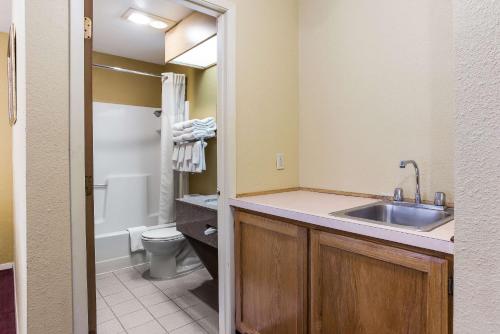 a small bathroom with a sink and a toilet at Quality Inn Airport in Boise