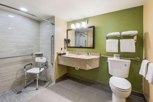 a bathroom with a toilet and a sink at Sleep Inn Oxford Anniston I-20 in Oxford