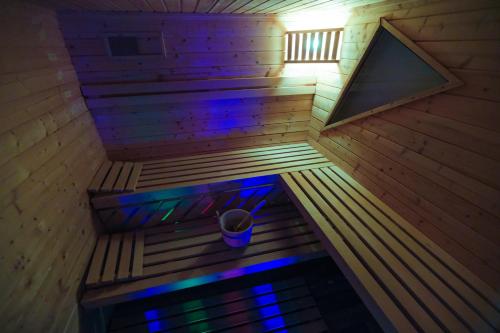 an overhead view of a sauna with a bucket on it at Villa Sarajevo in Vareš