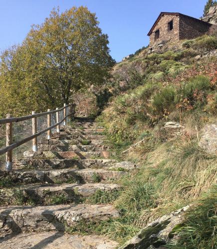 a set of stone steps leading up a hill with a building at Soldeu Paradis Tarter Alt in El Tarter