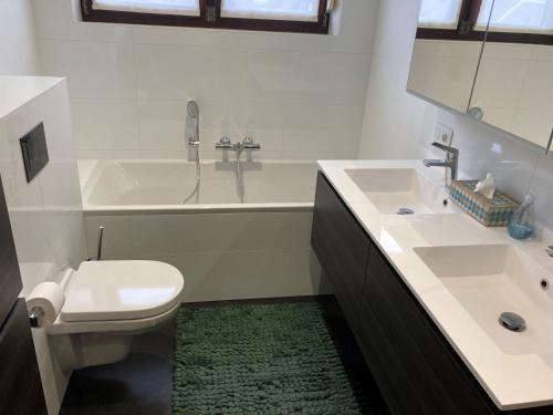 un bagno con un water, una vasca e un lavandino di Crea Els a Westerlo