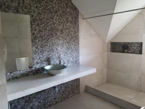 ein Badezimmer mit einem Spülbecken auf der Theke in der Unterkunft Rojaiju in Punta del Este