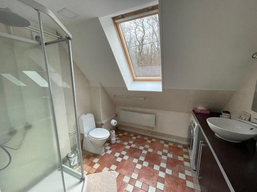 ラクヴェレにあるKoidula Kodumajutusのバスルーム(トイレ、洗面台付)、窓が備わります。
