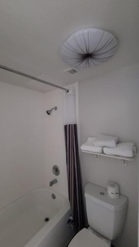 A bathroom at Hotel Palm Bliss Corpus Christi South