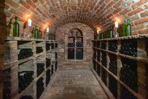 a wine cellar with a bunch of wine bottles at Mikulov - Inn - hotel s vinným sklepem Venuše in Mikulov