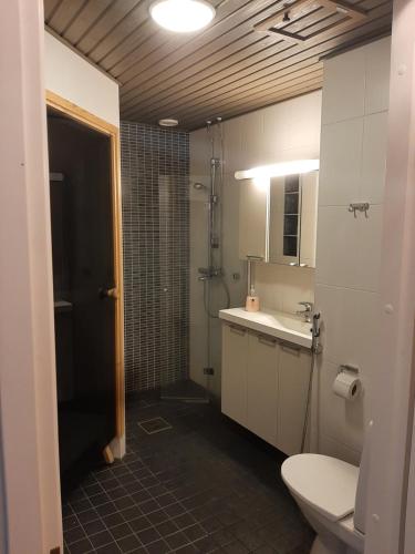 Koupelna v ubytování Vartio Apartments