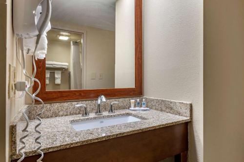 a bathroom with a sink and a mirror at Comfort Inn Cincinnati Northeast in Mason