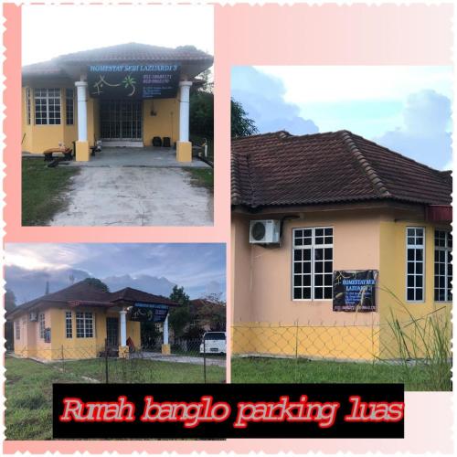 a collage of four pictures of a house at HOMESTAY SERI LAZUARDI 3 MACHANG ISLAMIC in Machang