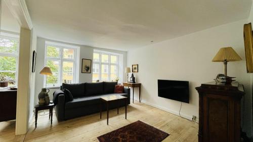 a living room with a couch and a tv at ApartmentInCopenhagen Apartment 1466 in Copenhagen