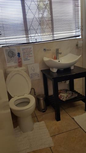 a bathroom with a toilet and a sink at The Royal Princess B&B on Malibongwe Drive in Johannesburg
