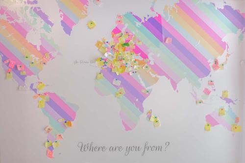 a world map with a group of teddy bears at Sa Domu Cheta in Cagliari