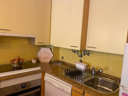 a kitchen with a sink and a counter top at Santa Lovers in Santa Cruz