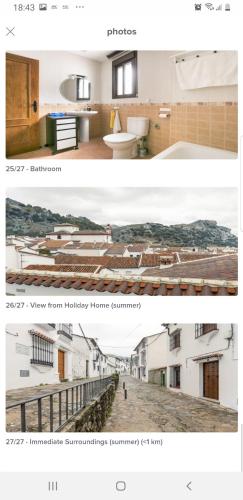 zwei Bilder eines Badezimmers und eines Hauses in der Unterkunft Casa con encanto en grazalema in Grazalema