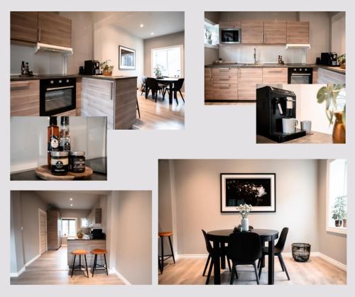 a collage of photos of a kitchen and a dining room at Trolltunga Living in Tyssedal