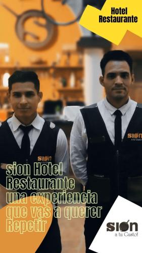 a poster of two men dressed in uniform at Hotel Restaurante Sion in Moniquirá