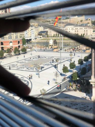 a view of a city from a window at Square Vanilla Apartments in Skopje
