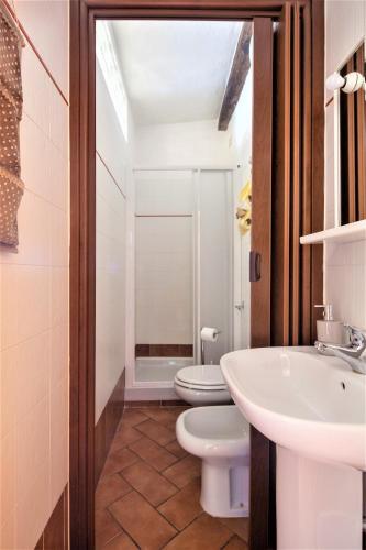 a bathroom with a toilet and a sink at Casedirio Apartment - Riomaggiore in Riomaggiore