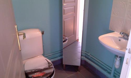 une salle de bain avec toilettes et lavabo dans l'établissement Le Duplex, à Honfleur