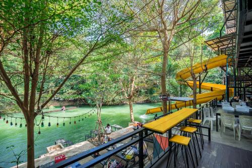 a view of a river with a water park at Natthapon Resort Kaeng Kachan in Kaeng Krachan