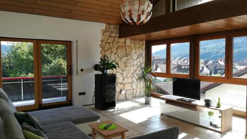 Χώρος καθιστικού στο Ferienwohnung Fröhlich