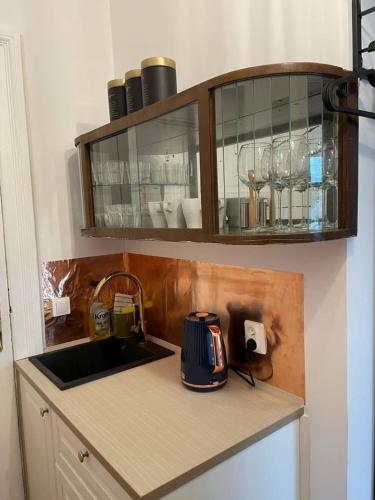 a kitchen counter with a toaster and a sink at Willa 1936 , Parking in Toruń