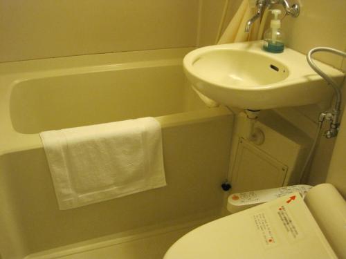 uma pequena casa de banho com lavatório e WC em Hotel Viva Nikko em Nikko